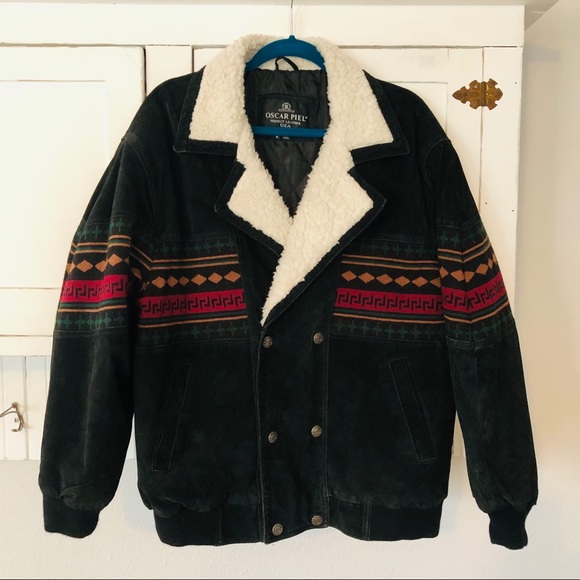 Oscar Piel Other - Oscar Piel Vintage Double Snap Suede Bomber Jacket